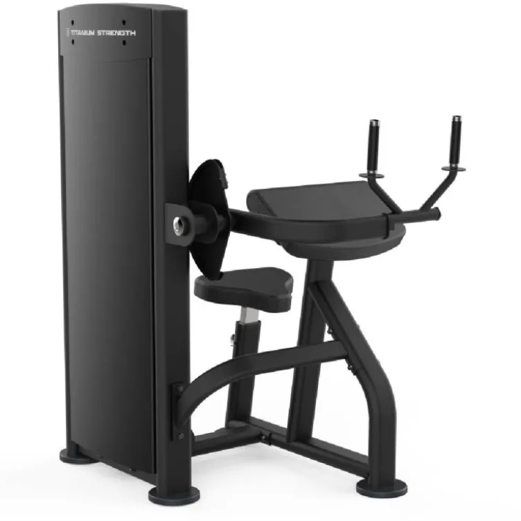 Appareil triceps extension avec colonne de poids intégrée 100 kg Titanium Strength - Arms training machine Black Séries BS-S20