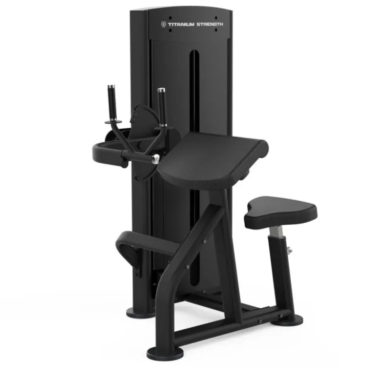 Appareil triceps extension avec colonne de poids intégrée 100 kg Titanium Strength - Arms training machine Black Séries BS-S20