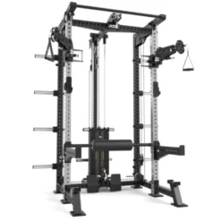 ATX Hardcore - Half rack dual pull station à charge guidée 125 kg - 4 points de traction