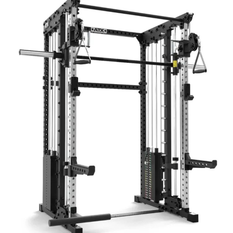 ATX Multi Rack 195 cm – Station multipostes compacte avec Smith Machine et doubles colonnes de poids 100 kg