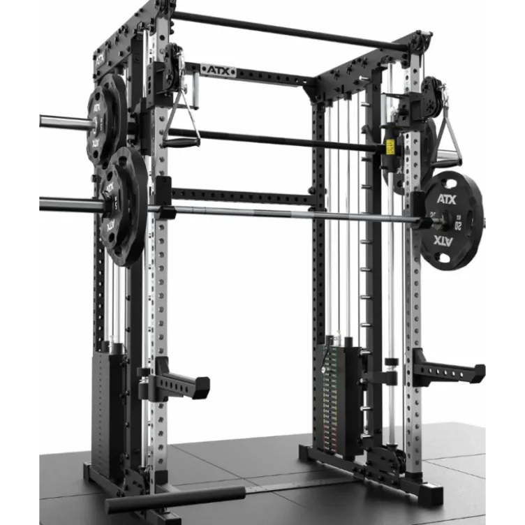ATX Multi Rack 195 cm – Station multipostes compacte avec Smith Machine et doubles colonnes de poids 100 kg