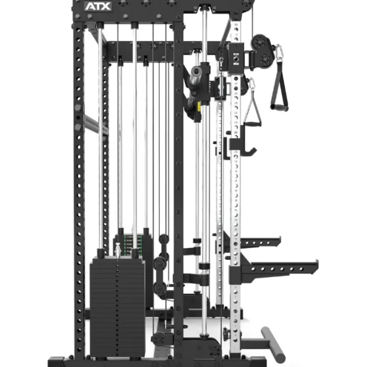 ATX Multi Rack 195 cm – Station multipostes compacte avec Smith Machine et doubles colonnes de poids 100 kg