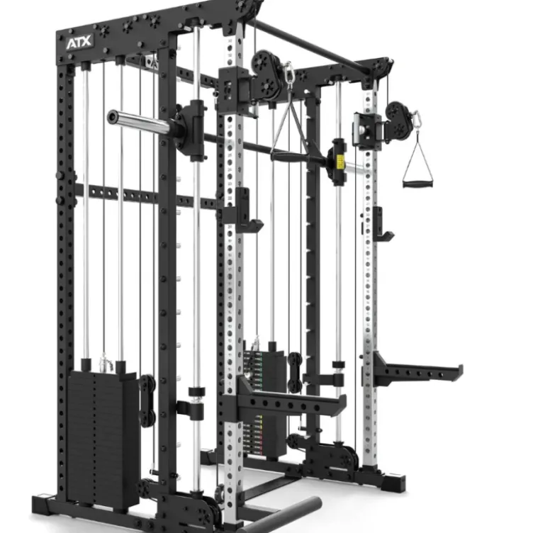 ATX Multi Rack 195 cm – Station multipostes compacte avec Smith Machine et doubles colonnes de poids 100 kg