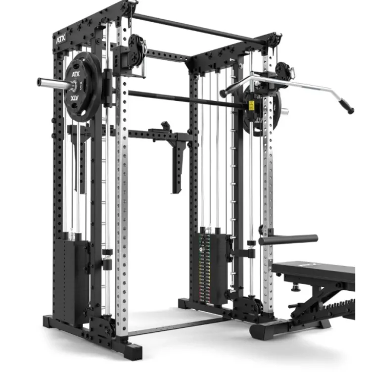 ATX Multi Rack 195 cm – Station multipostes compacte avec Smith Machine et doubles colonnes de poids 100 kg