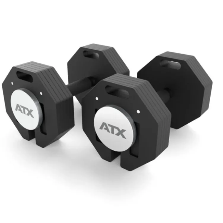 ATX Octa Dumbells - Système d'haltères réglables et modulaires en acier de 4 à 24 kg - Extensible jusqu'à 65 kg