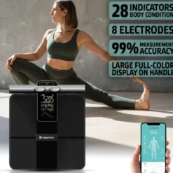 Balance intelligente et connectée d'analyse corporelle pour sportifs et sportives - 5 à 180 kg avec 8 électrodes