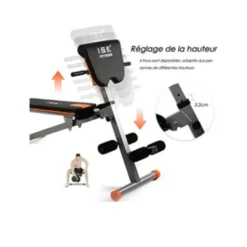 Banc à abdos 4 en 1 multifonction pour training à domicile ou en salle de sport