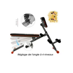 Banc à abdos 4 en 1 multifonction pour training à domicile ou en salle de sport