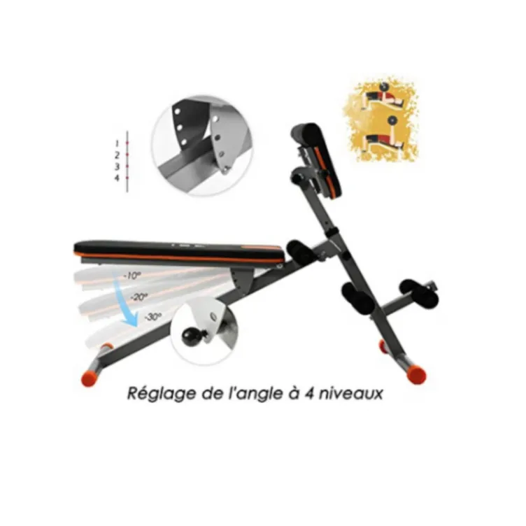 Banc à abdos 4 en 1 multifonction pour training à domicile ou en salle de sport