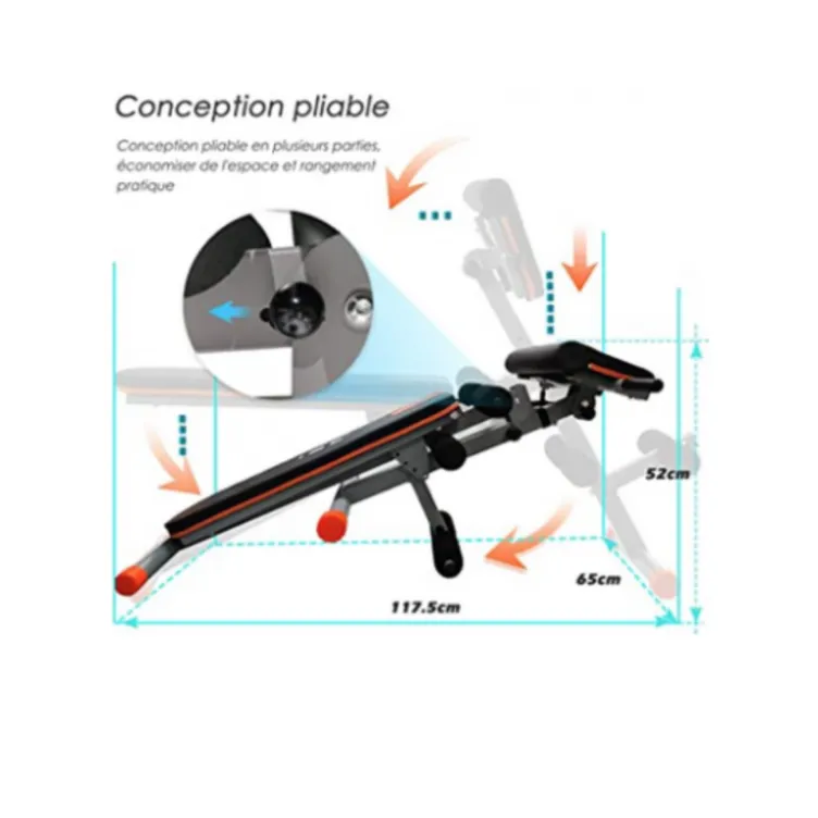 Banc à abdos 4 en 1 multifonction pour training à domicile ou en salle de sport