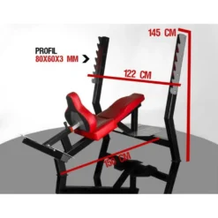 Banc de musculation incliné pour exercices de développé couché - Crochets de sécurité