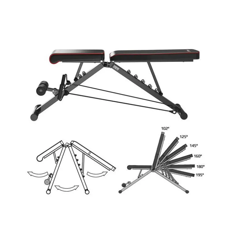 Banc de musculation multi-réglable et pliable avec extenseurs pour home gym