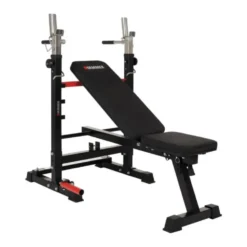 Banc de musculation pliable et multi-fonction avec rack - Capacité de charge 100 kg
