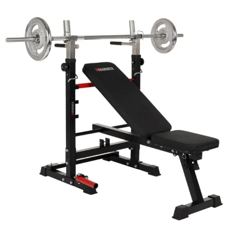 Banc de musculation pliable et multi-fonction avec rack - Capacité de charge 100 kg