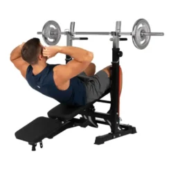 Banc de musculation pliable et multi-fonction avec rack - Capacité de charge 100 kg