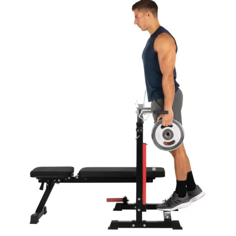 Banc de musculation pliable et multi-fonction avec rack - Capacité de charge 100 kg