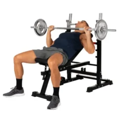 Banc de musculation pliable et multi-fonction avec rack - Capacité de charge 100 kg