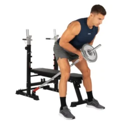 Banc de musculation pliable et multi-fonction avec rack - Capacité de charge 100 kg
