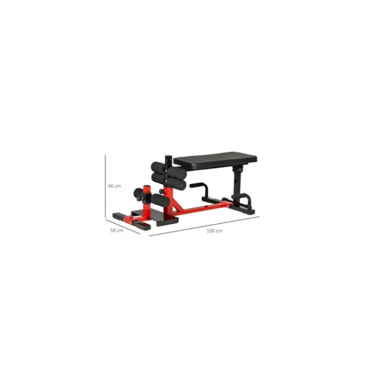 Banc de musculation pliable et réglable en acier pour l'exercice du sissy squat - Design rouge et noir