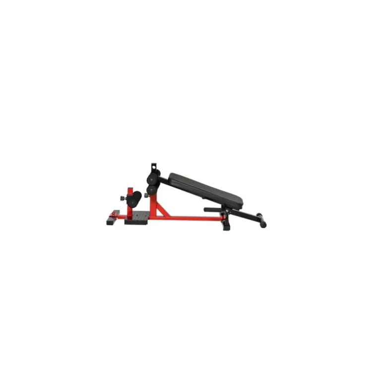 Banc de musculation pliable et réglable en acier pour l'exercice du sissy squat - Design rouge et noir