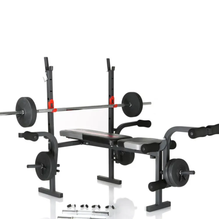 Banc de musculation polyvalent et pliable avec équipements multiples pour training à domicile