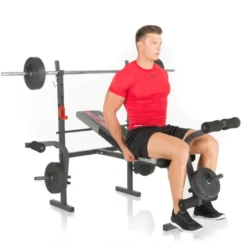 Banc de musculation polyvalent et pliable avec équipements multiples pour training à domicile