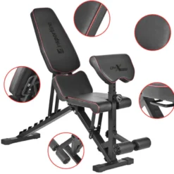 Banc de musculation réglable et pliable avec pupitre à biceps et reposes-pieds pour Home-Gym