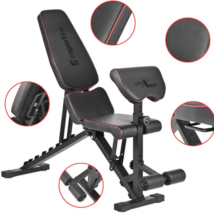 Banc de musculation réglable et pliable avec pupitre à biceps et reposes-pieds pour Home-Gym