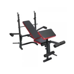 Banc homegym complet réglable avec chandelles et options pupitre à biceps, écarté couché et leg extension