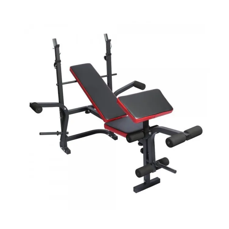 Banc homegym complet réglable avec chandelles et options pupitre à biceps, écarté couché et leg extension