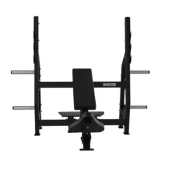 Banc olympique incliné de musculation avec inclinaison de 30° et 3 supports pour barre olympique - Elite séries
