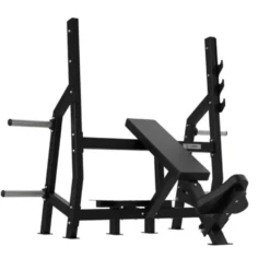 Banc olympique incliné de musculation avec inclinaison de 30° et 3 supports pour barre olympique - Elite séries