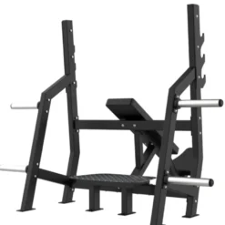 Banc olympique incliné de musculation avec inclinaison de 30° et 3 supports pour barre olympique - Elite séries