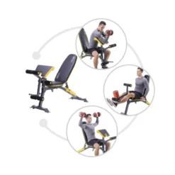 Banc réglable de musculation avec option leg et pupitre à biceps - Capacité 180 kg