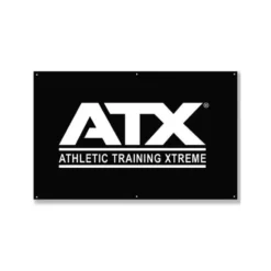 Bannière en tissu ATX 200x125 cm logo blanc sur fond noir