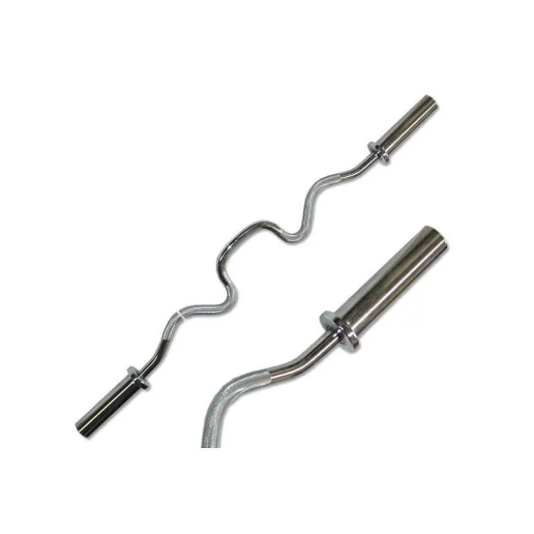 Barre de curl EZ ultra incurvée en acier massif chromé pour entraînements des bras