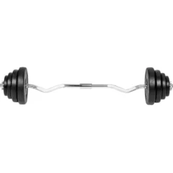 Barre de musculation curl 120 x 2,5 cm avec 8 disques de poids