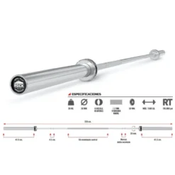 Barre de musculation olympique chromée 220 cm - Capacité de charge extrême
