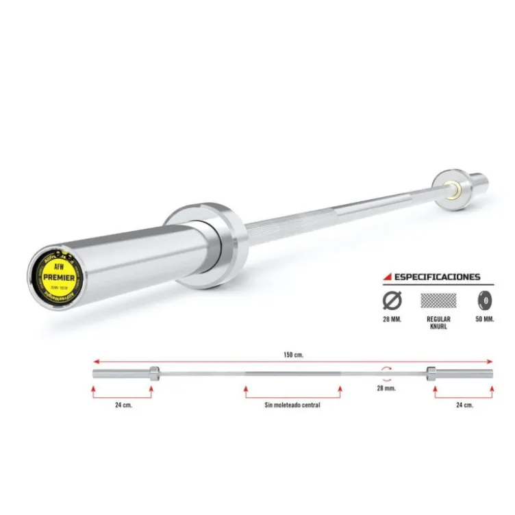 Barre de musculation pour disque de poids 50 mm - 150 cm de long