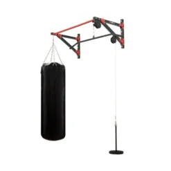 Barre de traction murale avec support pour sac de boxe et système à poulie - Home gym