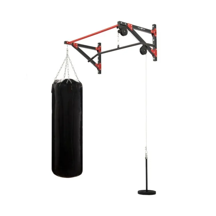 Barre de traction murale avec support pour sac de boxe et système à poulie - Home gym