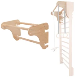 Barre de traction pour espaliers muraux - Barre suspendue en bois pour les pull-up compatible espaliers de 65 à 90 cm