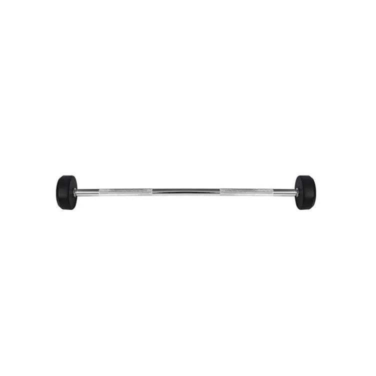 Barre d'haltère droite caoutchoutée 15 kg pour salle ou home-gym