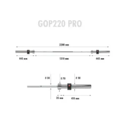 Barre droite olympique 220 cm - diamètre 50 mm