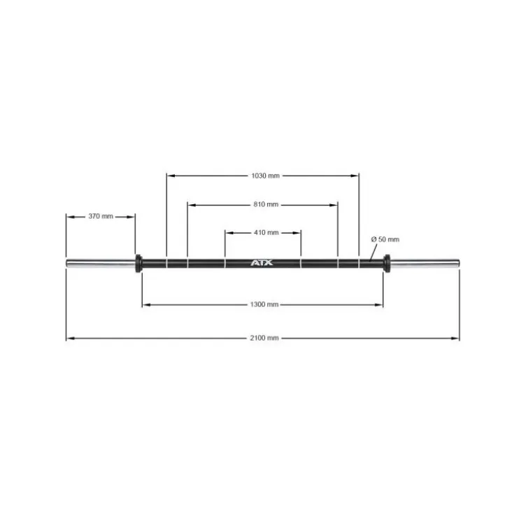 Barre droite olympique de musculation professionnelle ATX de 210 cm avec une capacité de 350 kg