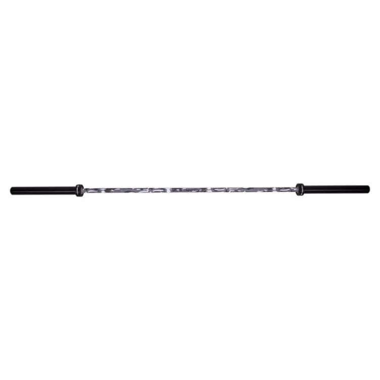 Barre droite olympique premium en acier chromé noir - capacité de 675 kg