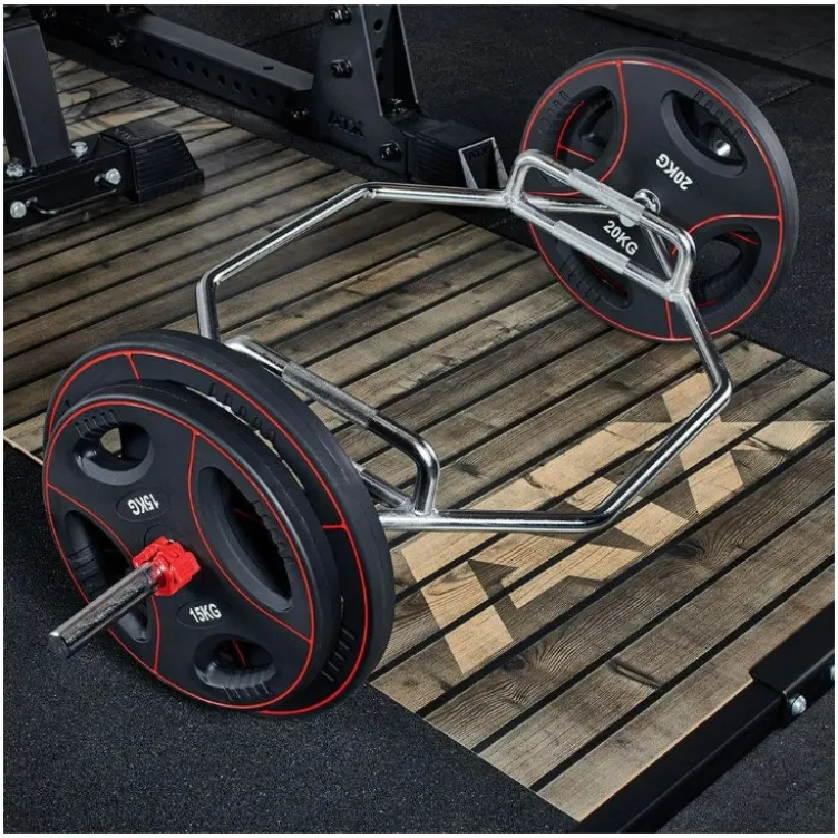 Barre Hexagonale de musculation chromée pour disques de 30 mm de diamètre