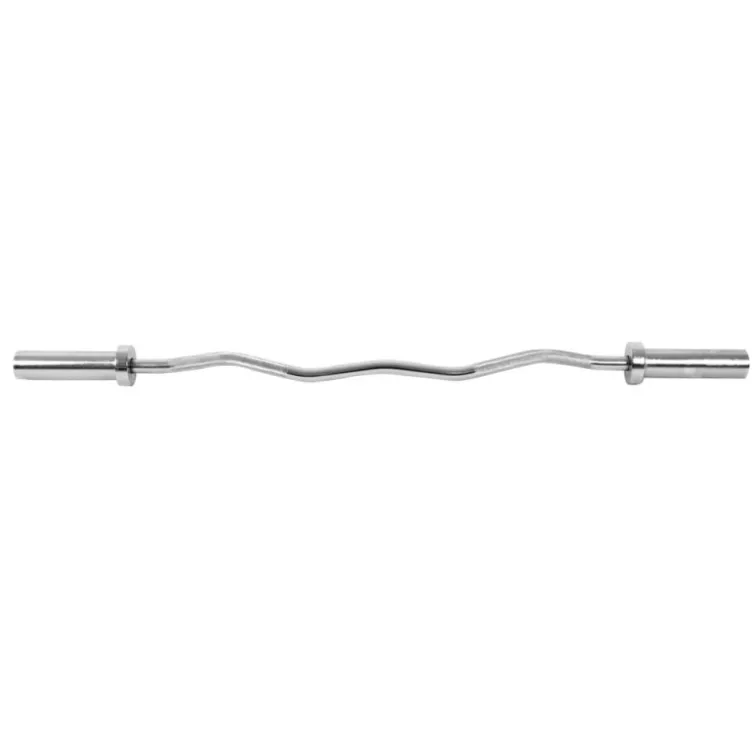 Barre olympique curl en acier chromé et rainures anti dérapantes -120 cm
