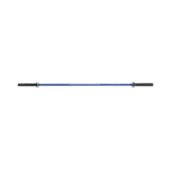 Barre olympique droite de musculation bleue 183 cm avec prise moletée