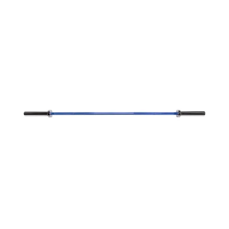 Barre olympique droite de musculation bleue 183 cm avec prise moletée